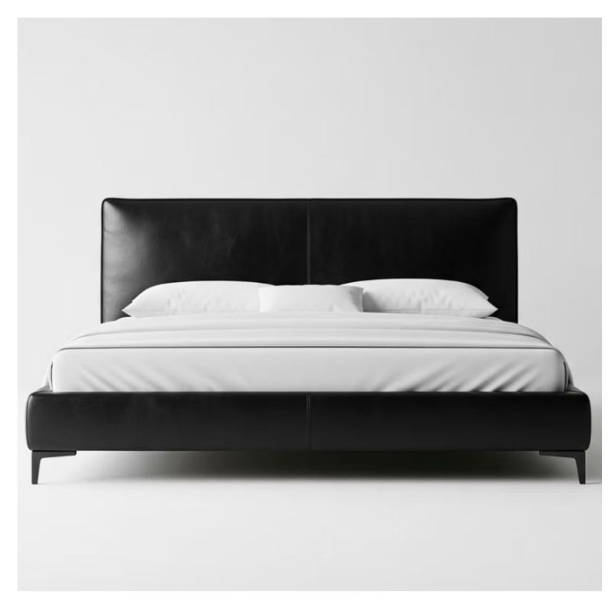 22 GRADOS DECORACION - Cama Simona Queen En Cuero Natural Negro 170cm x 200cm