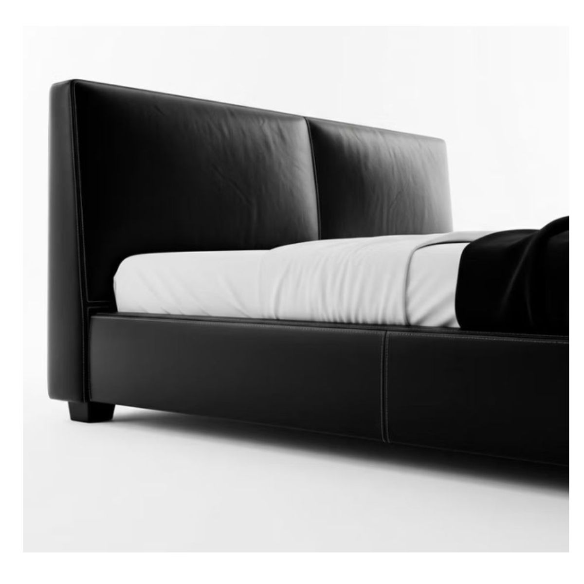 22 GRADOS DECORACION - Cama Simona Queen En Cuero Natural Negro 170cm x 200cm
