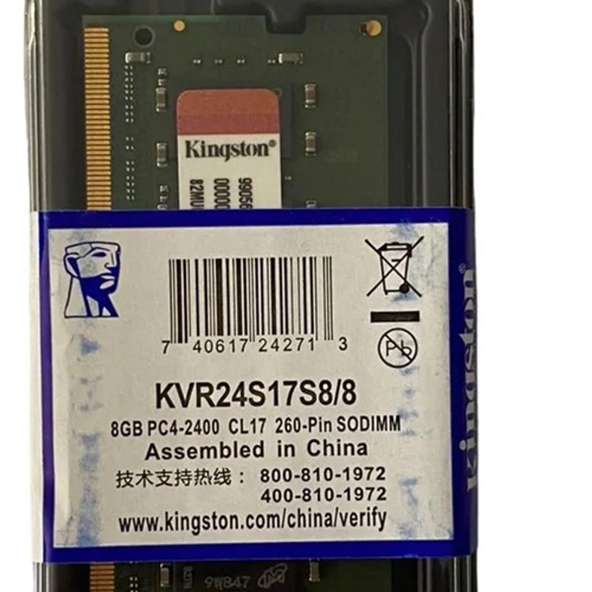KINGSTON - Memoria Ram Kingston DDR4 8gb 2400 Mhz Para Portatil / Todo En Uno
