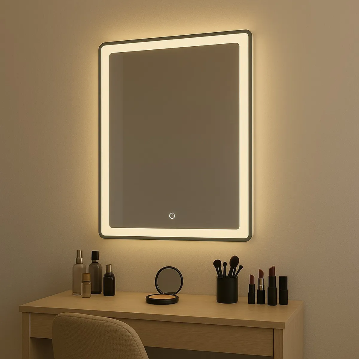 GENERICO - Espejo LED rectangular moderno con control táctil y 3 tonos de luz Flaray
