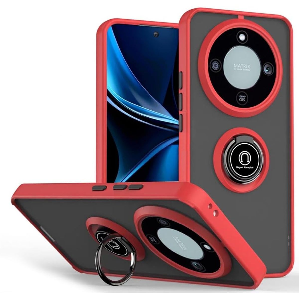 GENERICO - Funda Estuche Anti Golpes Mate Compatible Con Honor Magic 8 Lite Rojo