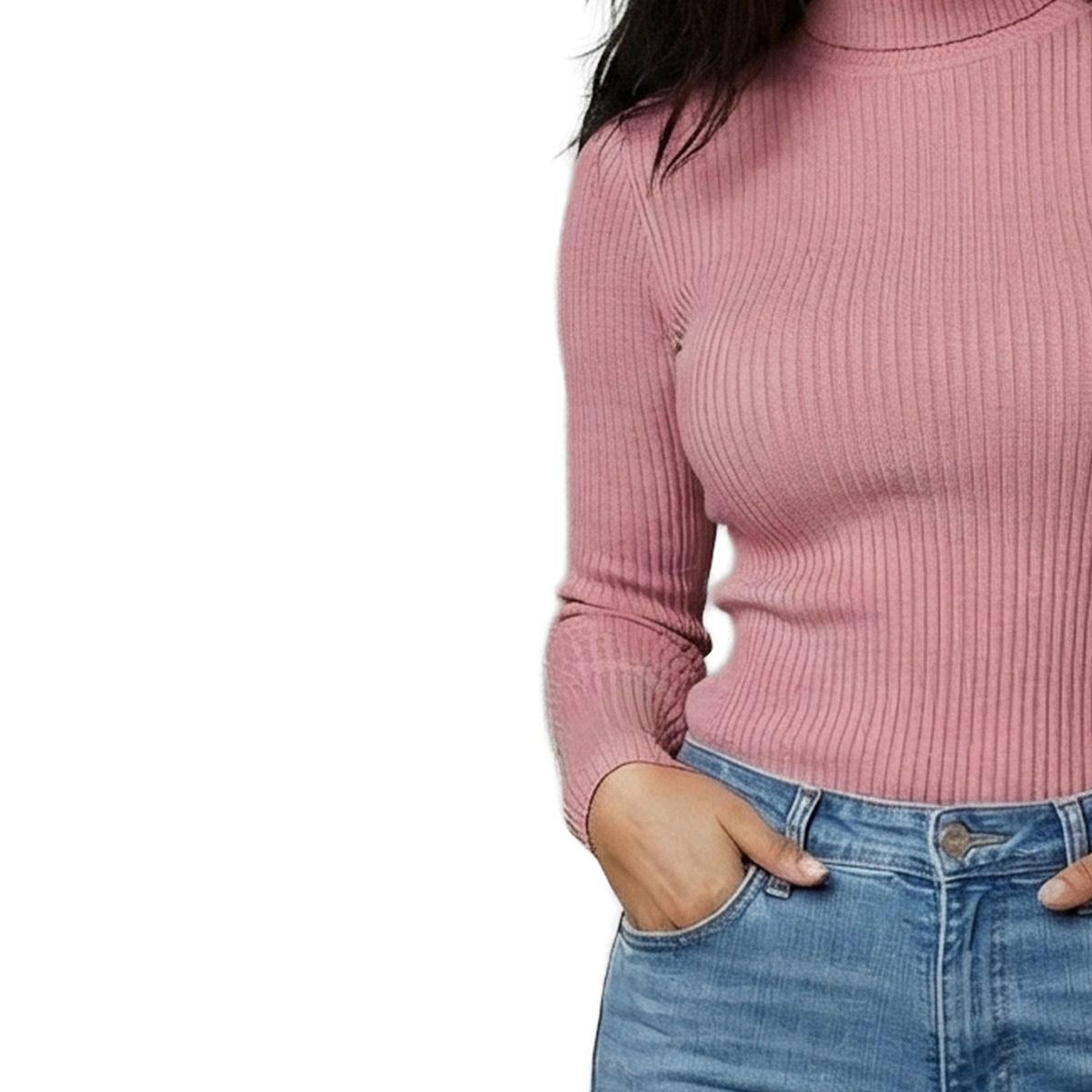 SYK - Buzo Cuello Tortuga Para Mujer Rosado