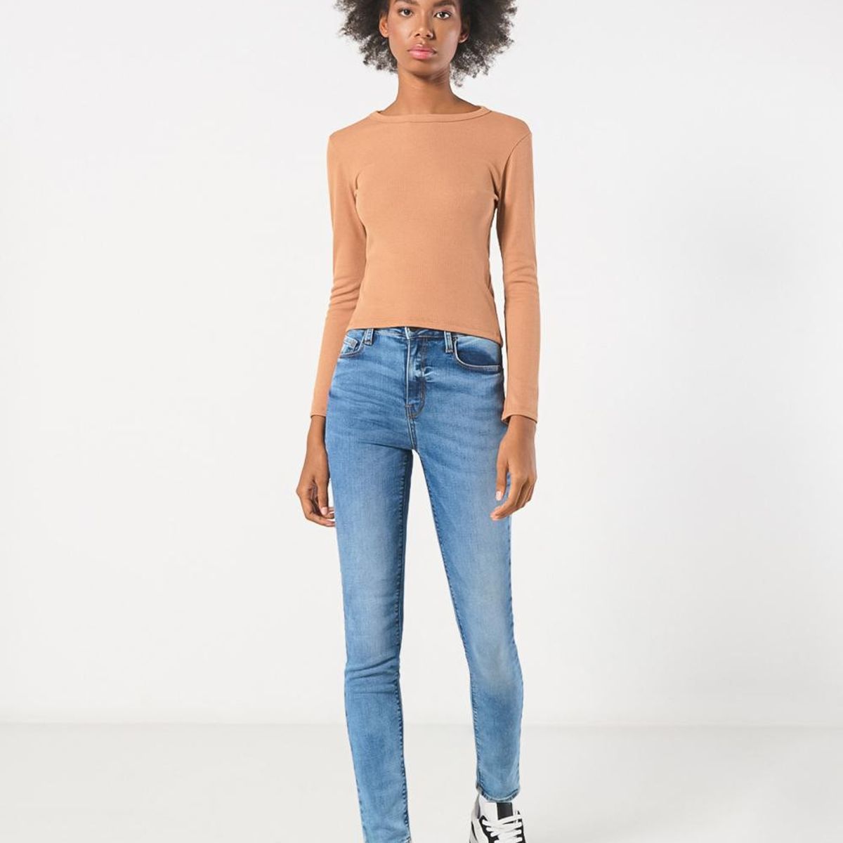 KOAJ - KOAJ Camiseta ajustada unicolor en rib con manga larga Mujer