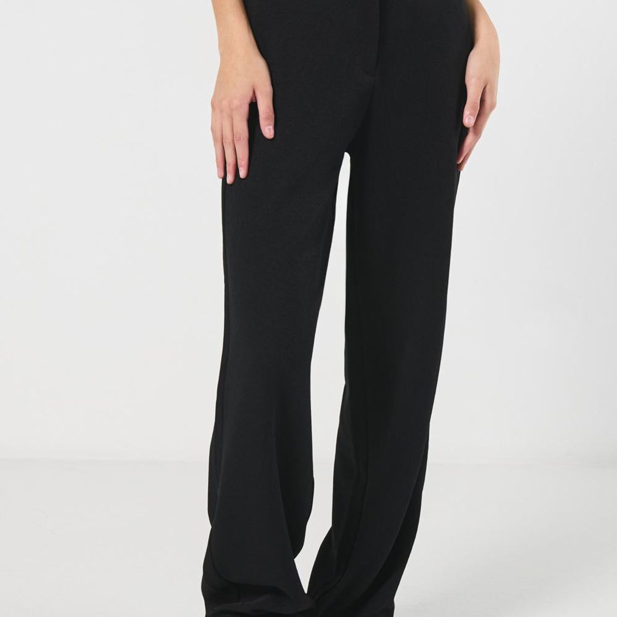 KOAJ - KOAJ Pantalón negro palazzo con bota recta y tiro alto Mujer