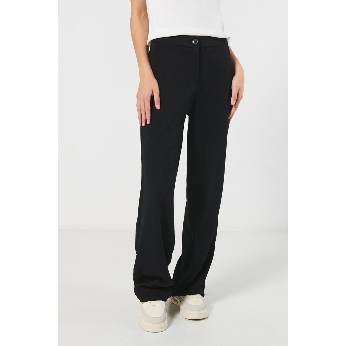 KOAJ - KOAJ Pantalón negro palazzo con bota recta y tiro alto Mujer
