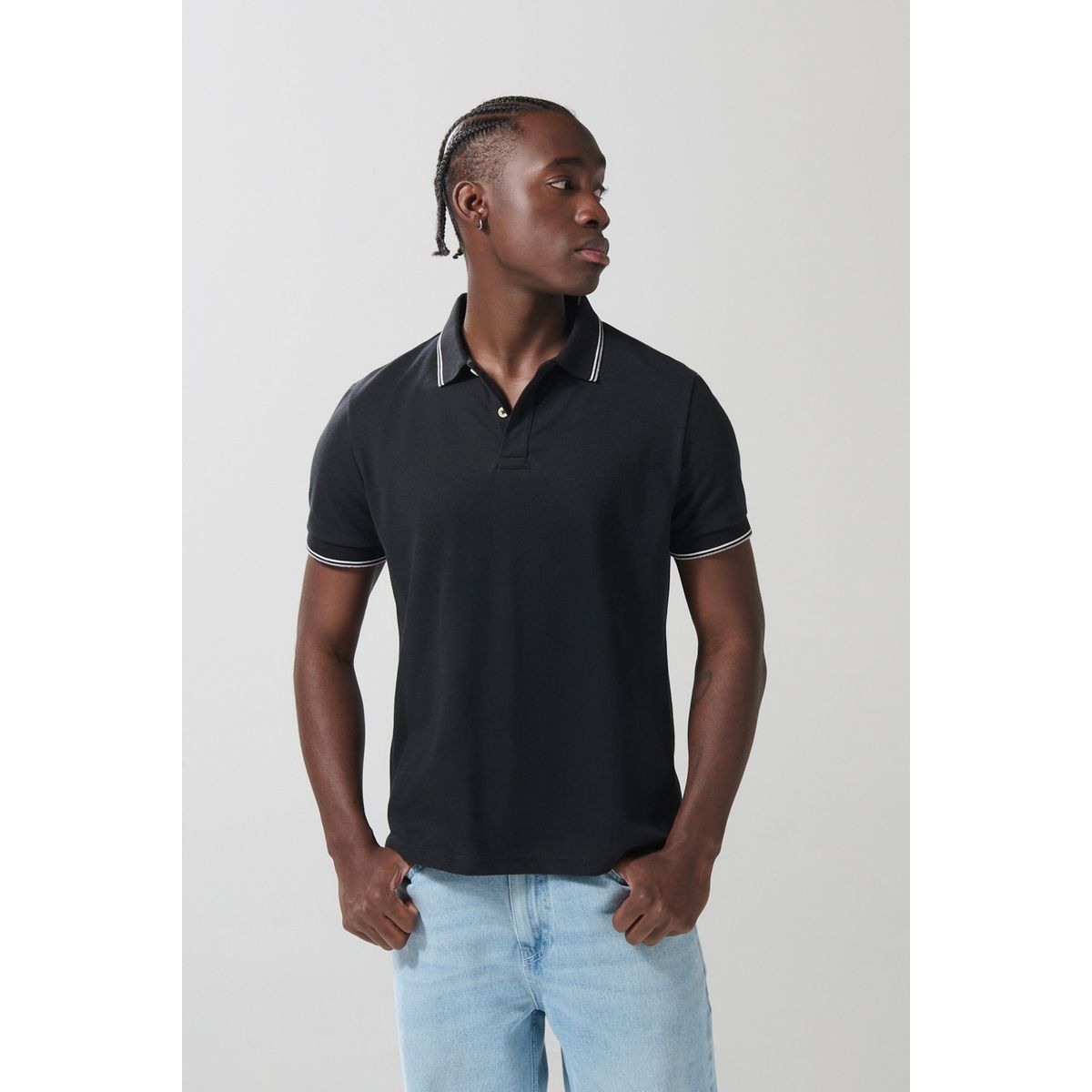 KOAJ - KOAJ Camiseta unicolor polo con manga corta y aberturas Hombre
