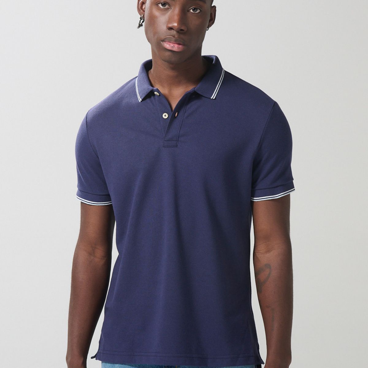 KOAJ - KOAJ Camiseta unicolor polo con manga corta y aberturas Hombre