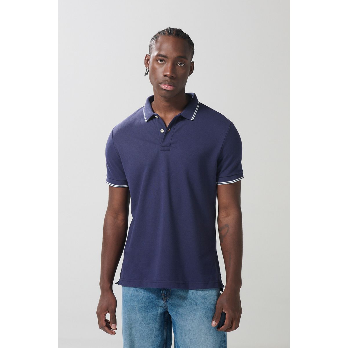 KOAJ - KOAJ Camiseta unicolor polo con manga corta y aberturas Hombre