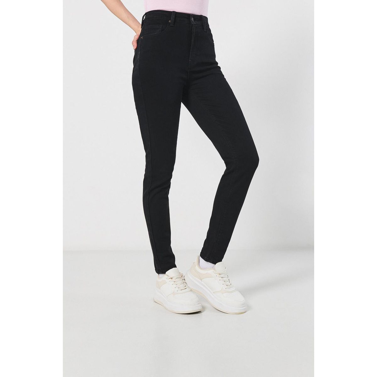 KOAJ - KOAJ Jean jegging negro con cremallera y tiro súper alto Mujer