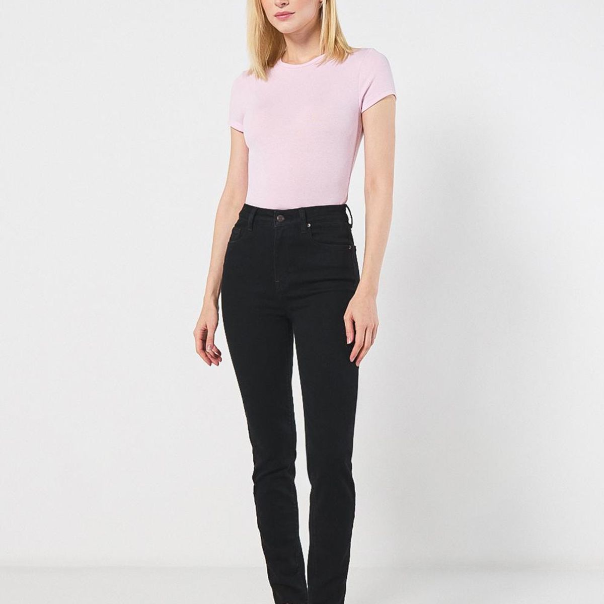 KOAJ - KOAJ Jean jegging negro con cremallera y tiro súper alto Mujer