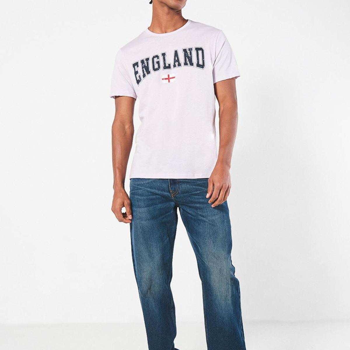 KOAJ - KOAJ Camiseta lila clara con diseño college y manga corta Hombre