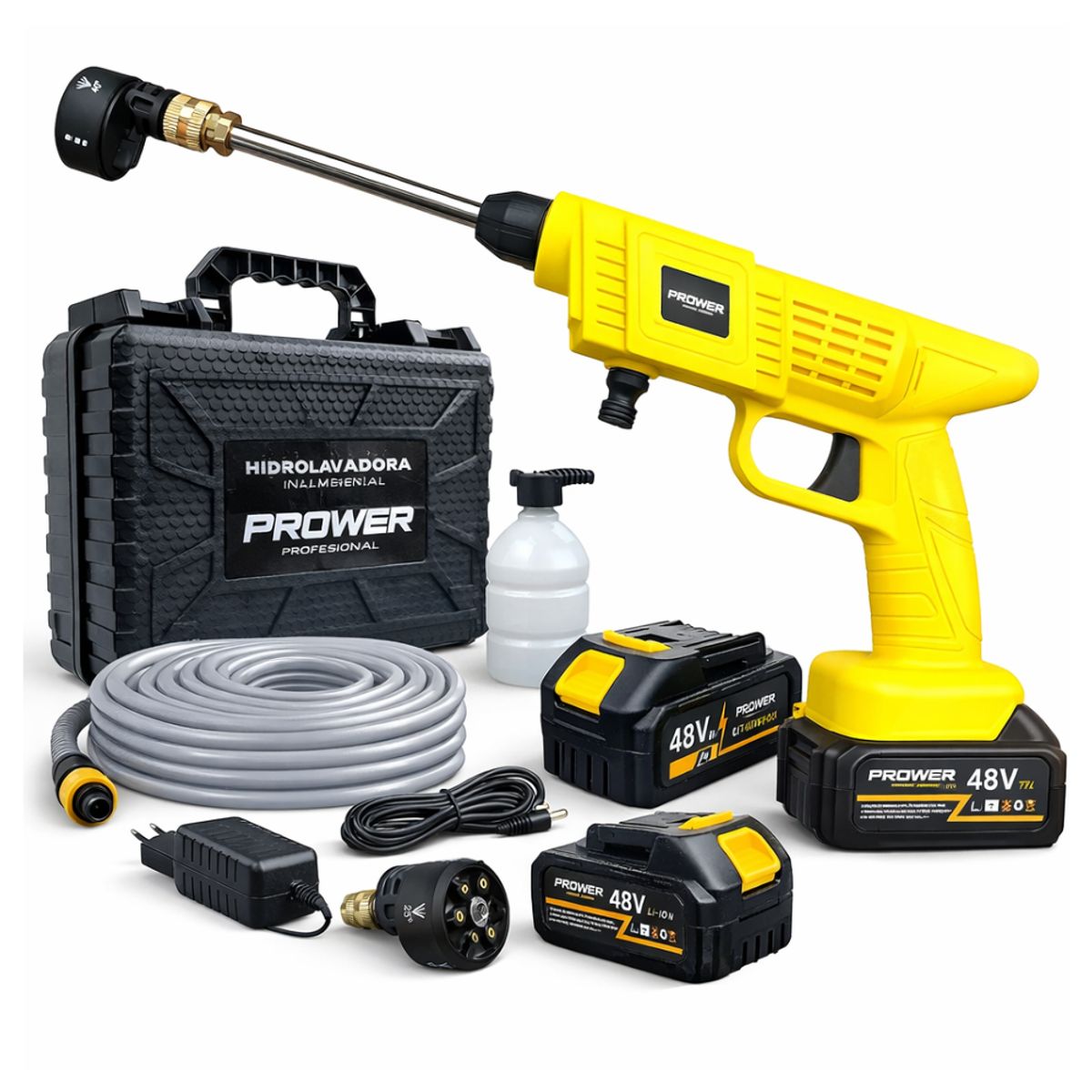 PROTOOL - Pistola Hidrolavadora PROTOOL Inalámbrica Portátil Recargable Para Vehiculos Autos Motos 6 en 1