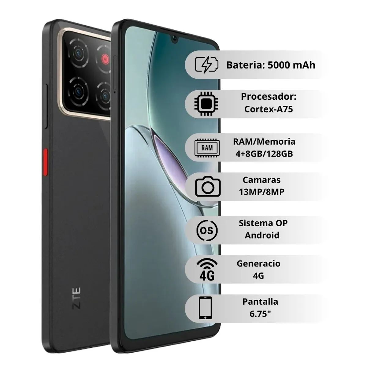 ZTE - Celular ZTE A56 128 + 4GB Negro