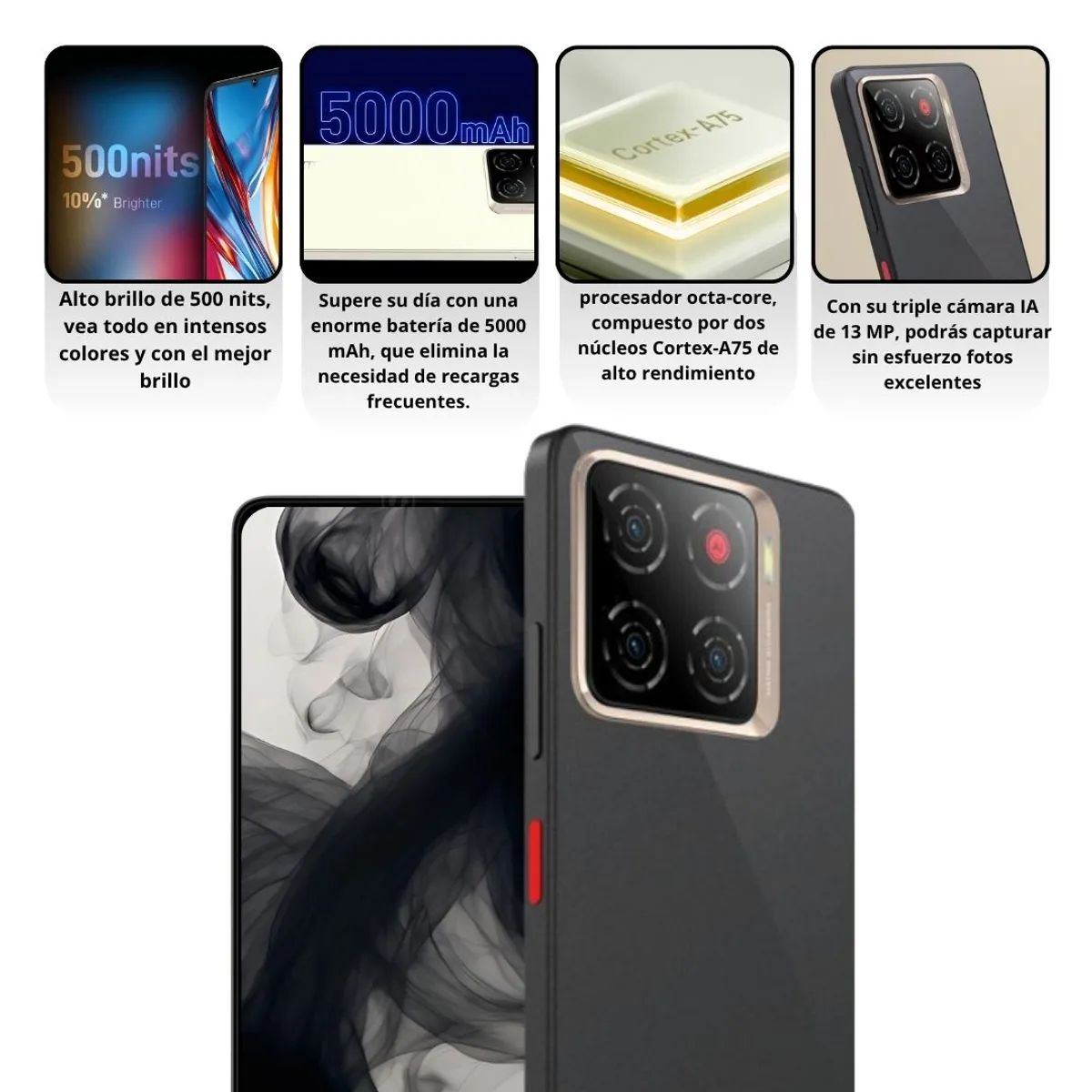 ZTE - Celular ZTE A56 128 + 4GB Negro