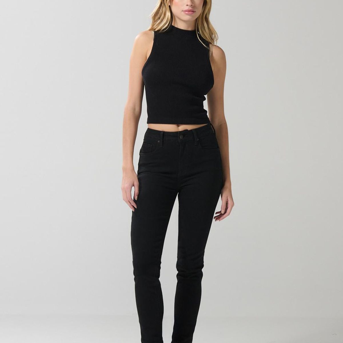 KOAJ - KOAJ Jean negro push up tiro alto con realce posterior Mujer