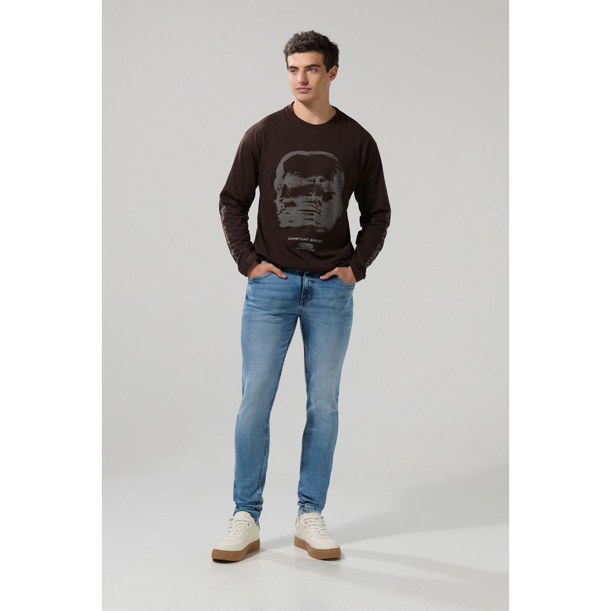 KOAJ - KOAJ Jean azul medio skinny ceñido con tiro bajo y bolsillo Hombre