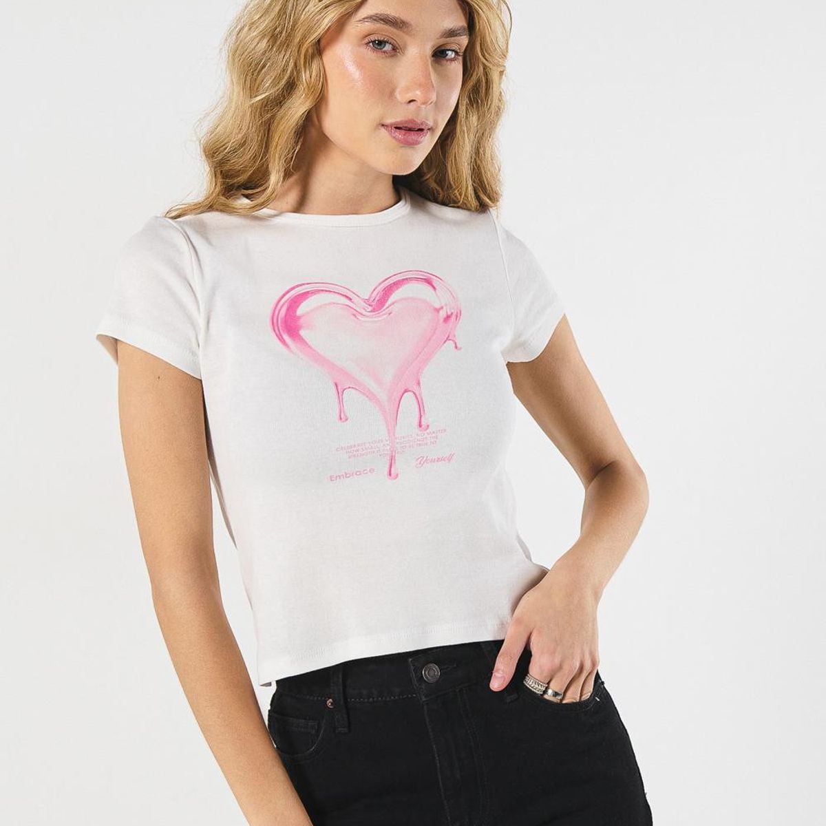 KOAJ - KOAJ Camiseta en rib unicolor cuello redondo con diseño coq Mujer