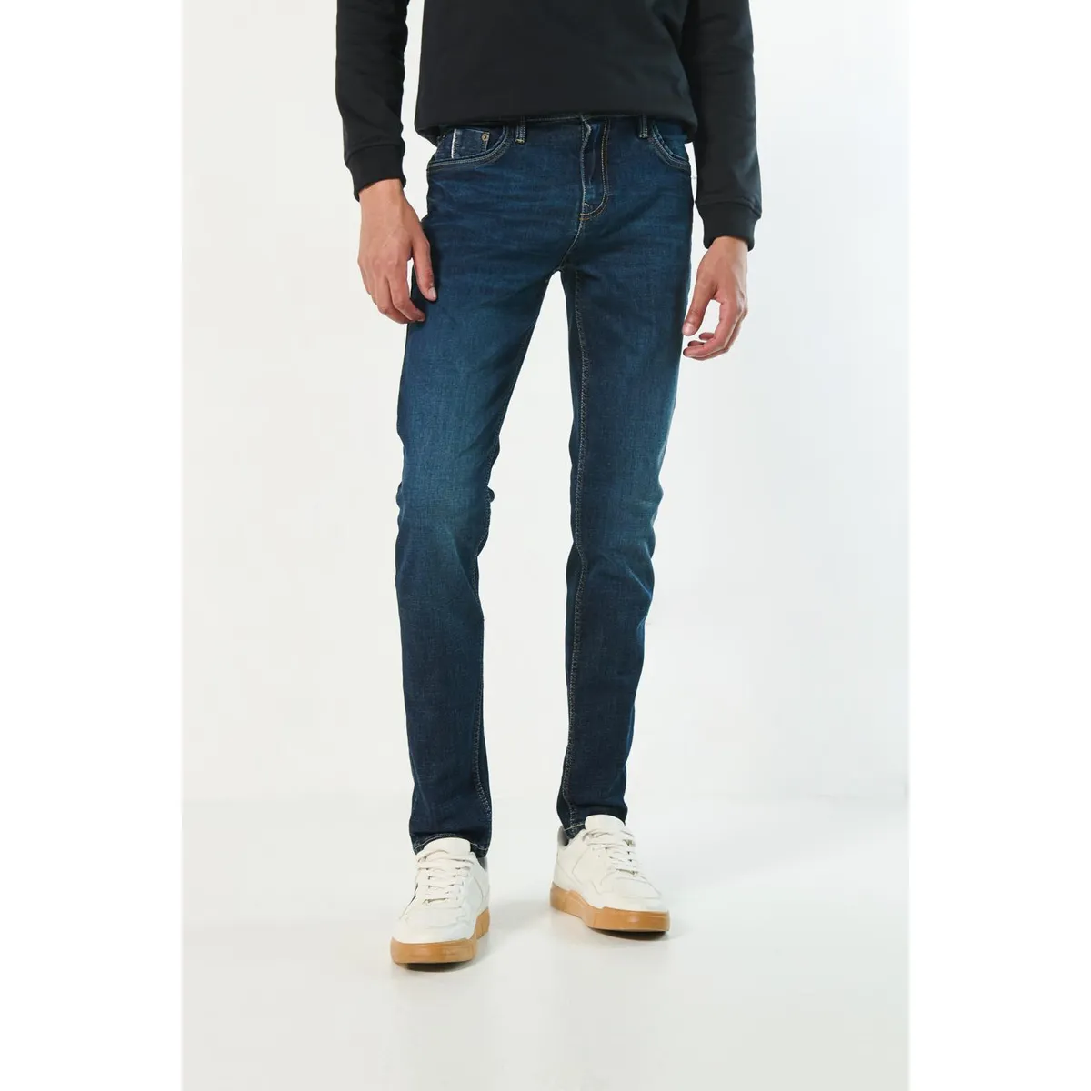 KOAJ - KOAJ Jean skinny tiro bajo azul oscuro ajustado con 5 bolsi Hombre