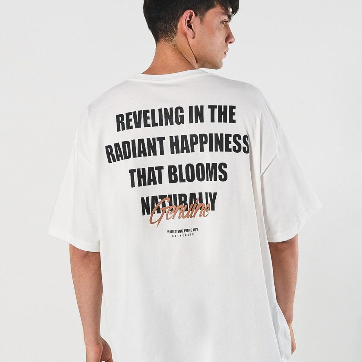 KOAJ - KOAJ Camiseta manga corta oversize crema con textos estampa Hombre