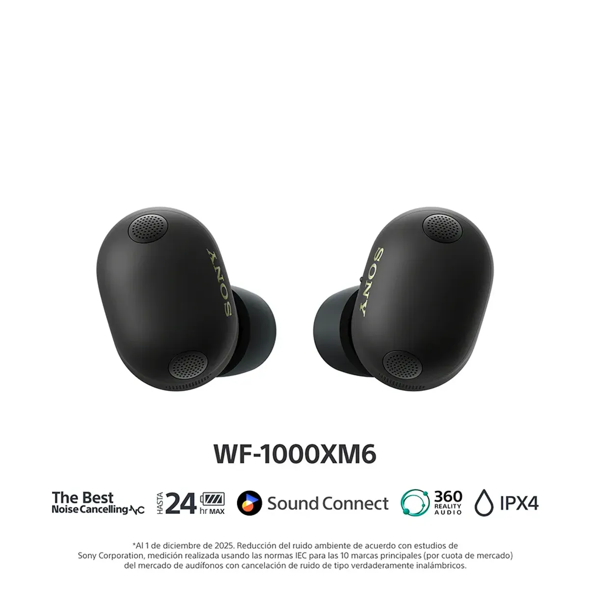 SONY - Audífonos Bluetooth Premium Noise Cancelling WF-1000XM6