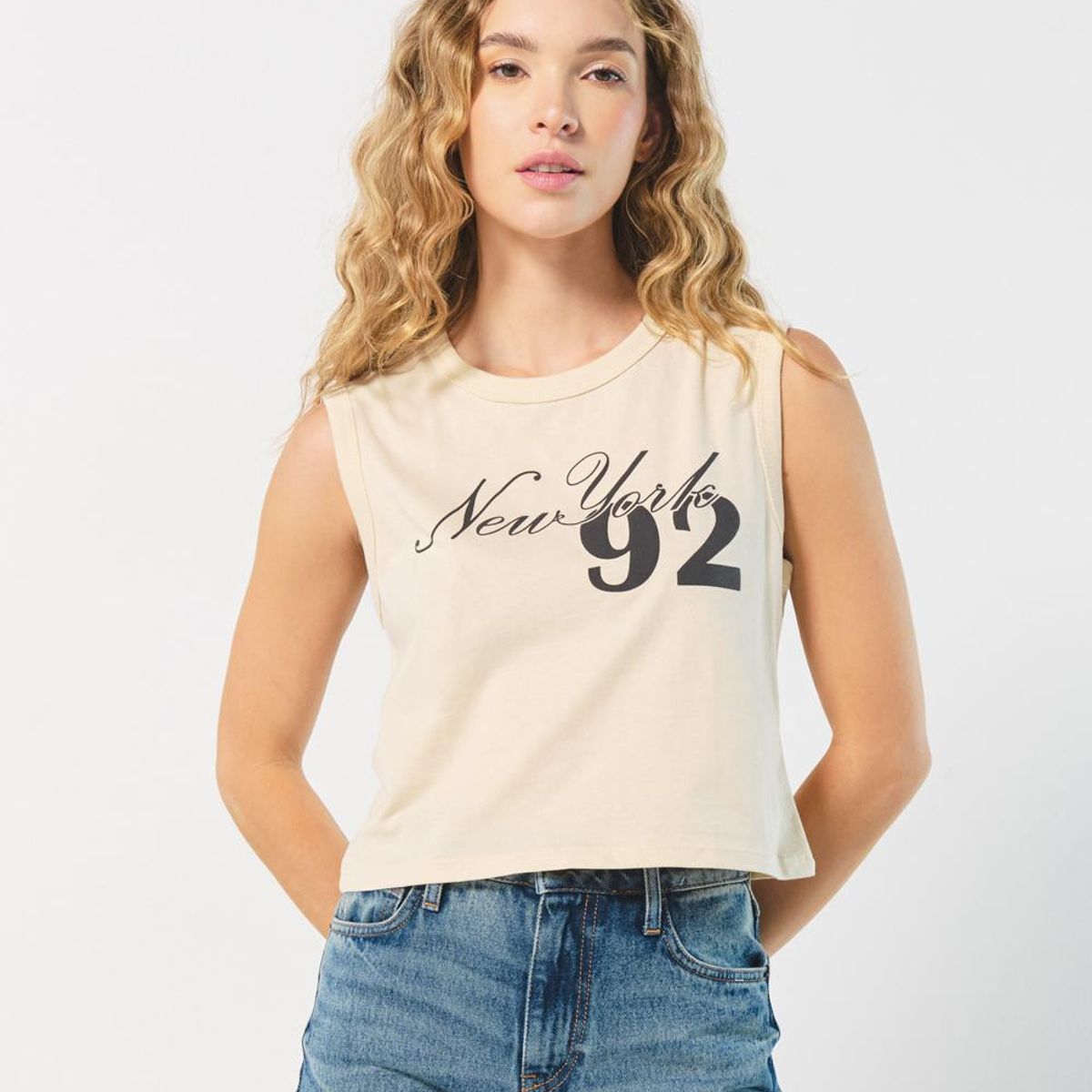 KOAJ - KOAJ Camiseta kaki manga sisa con estampado college Mujer