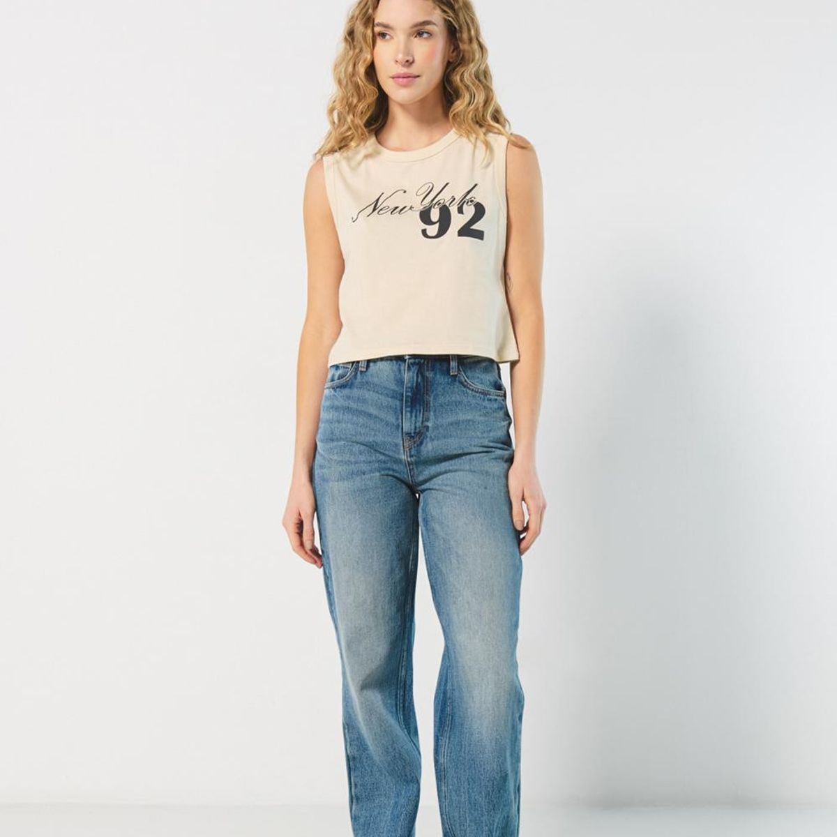 KOAJ - KOAJ Camiseta kaki manga sisa con estampado college Mujer