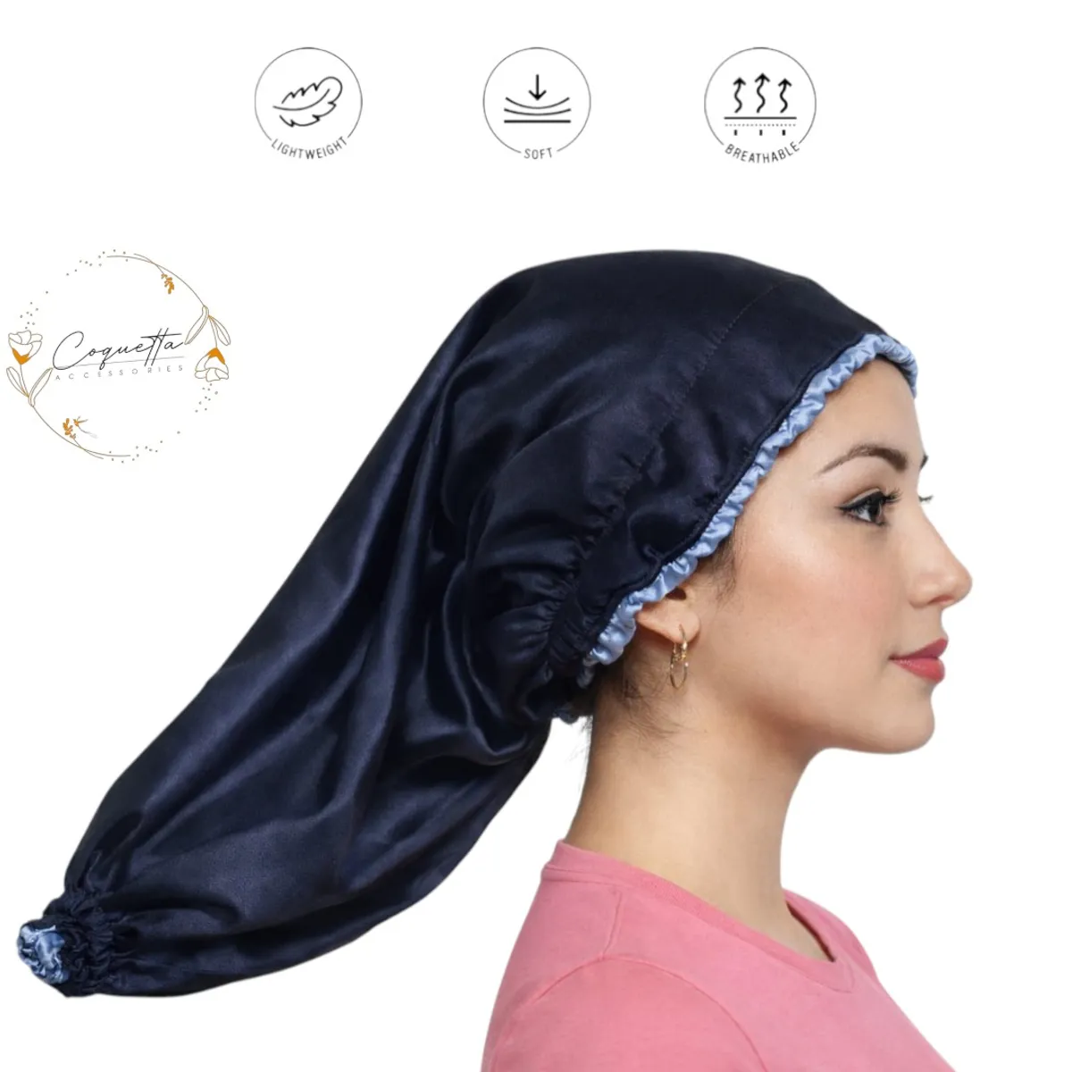 GENERICO - Gorro Para Moto Doble Faz Satín Licrado Antifrizz Color Azul