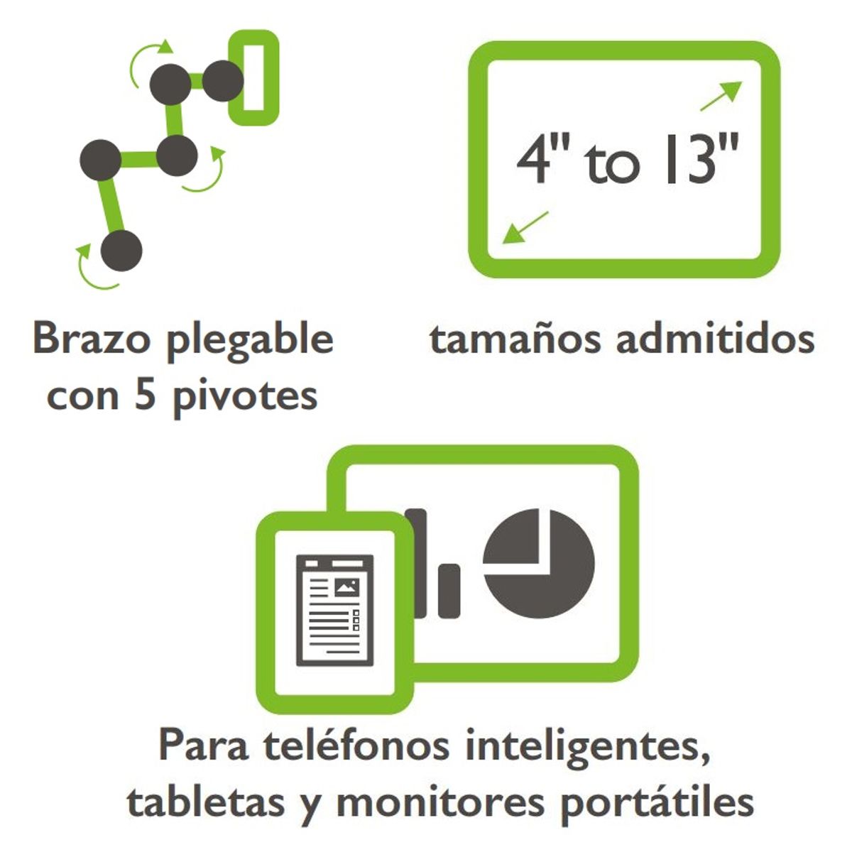 KLIP XTREME - Brazo Soporte de Escritorio para Celular Tablet 4 a 13 Pulgadas