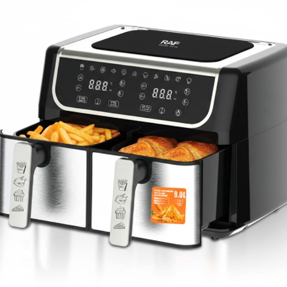 GENERICO - Freidora de Aire RAF 9 Litros Doble compartimiento