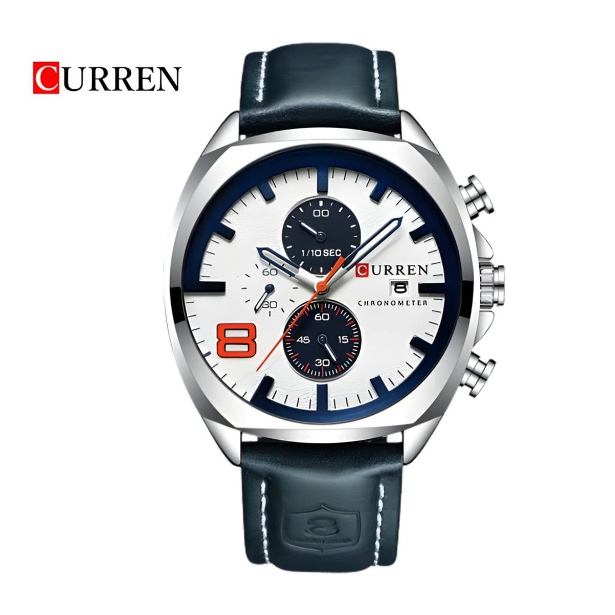 CURREN - Reloj Curren 8324 Negro-Plateado blanco Diseño Elegante