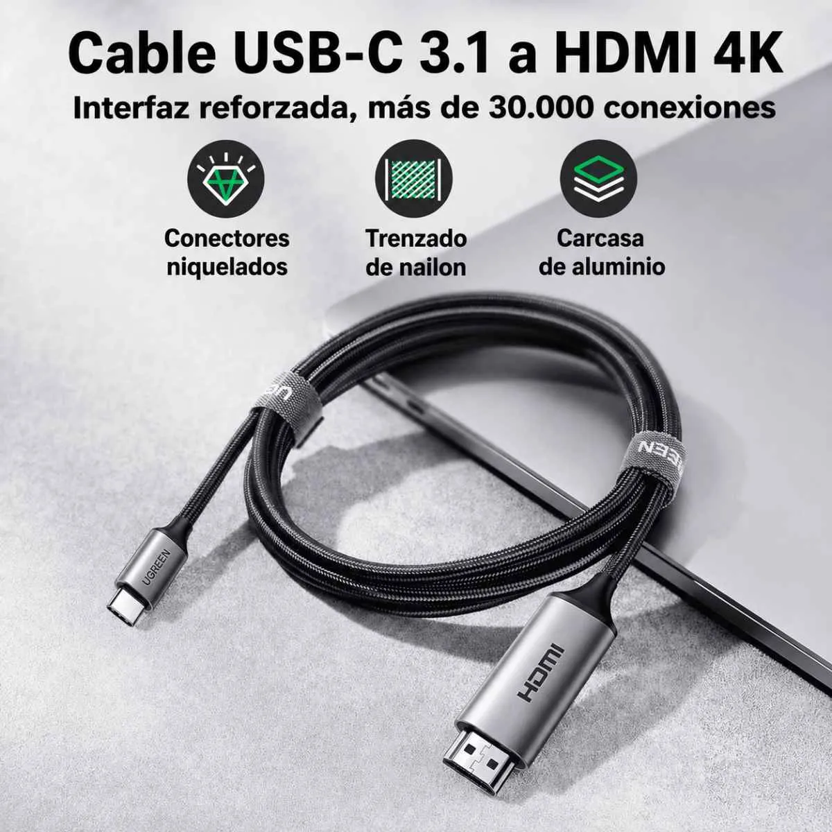 UGREEN - Cable USB- C 3.1 a Hdmi 4K ,60Hz 1.5m 4gbps Macbook Ugreen