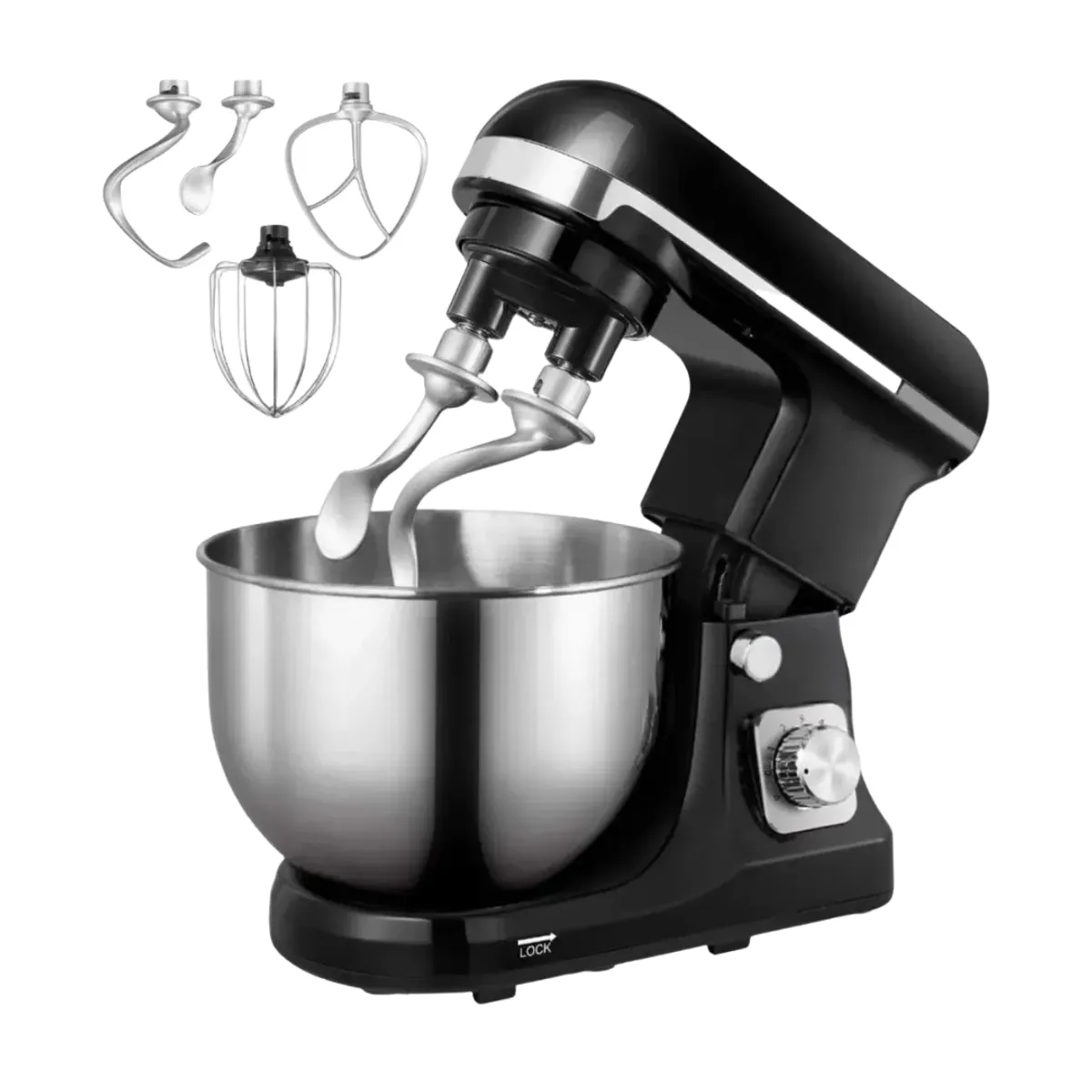 RENAHOUSE - Batidora Amasadora 5.3L Doble Gancho 6 Velocidades 500w
