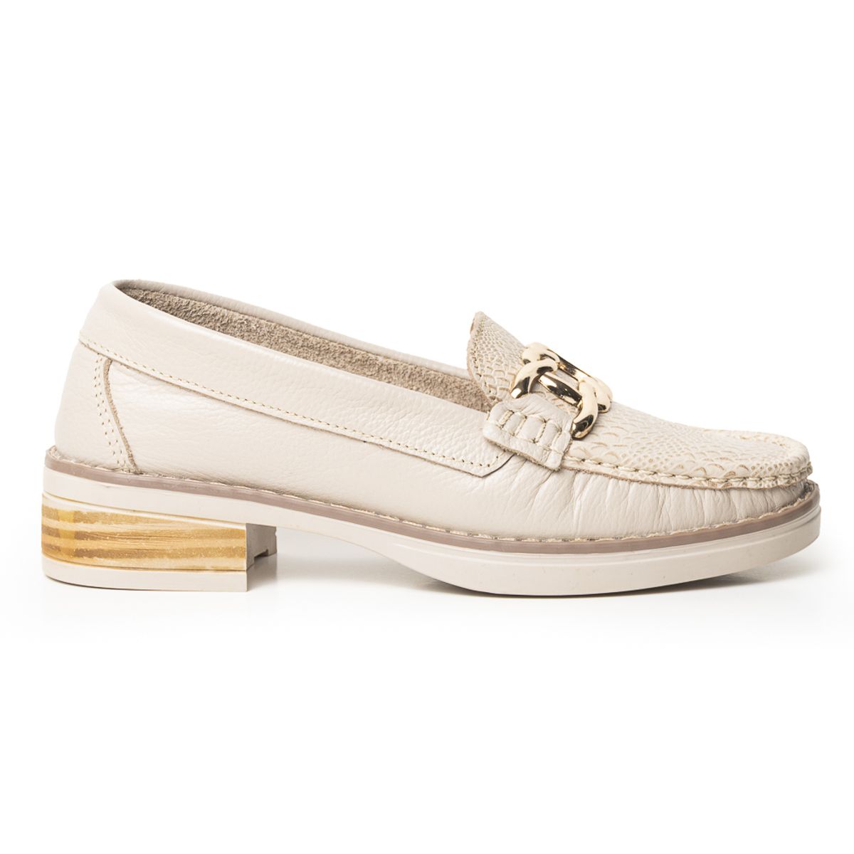 SKY WALK - Mocasines Clásicos con Tacón Bajo en Cuero 682NDNUDOBEIGE