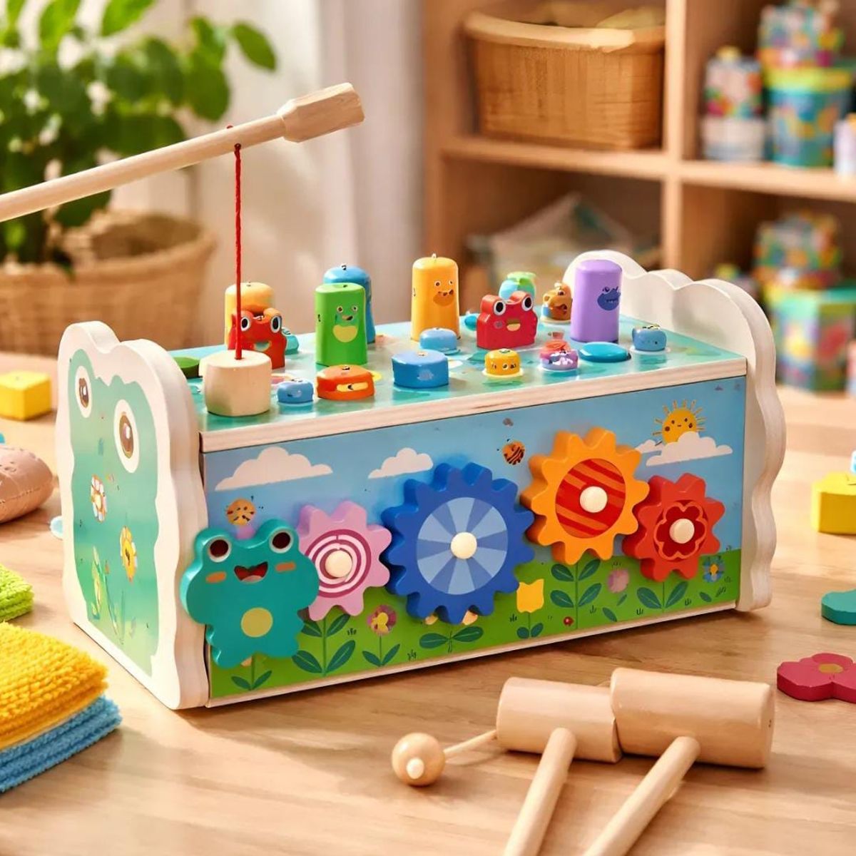 INFANTILES CAJUROMIX - Juguete Didáctico Madera Golpea Animalitos Para Niños Sapito