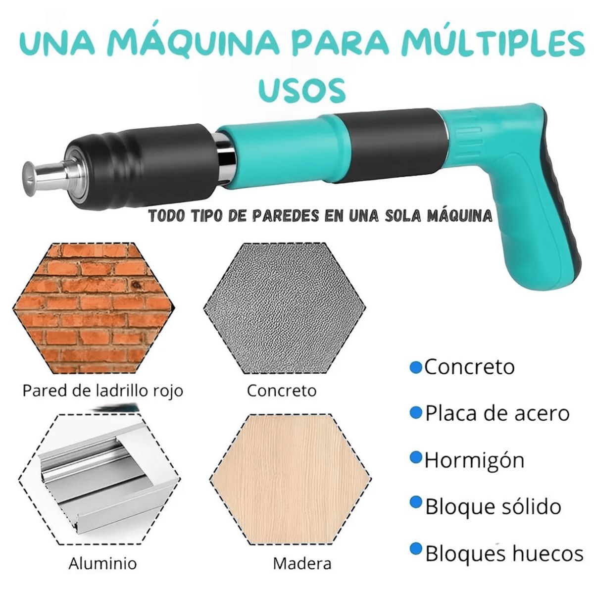 AMERICAN GENERICS - Pistola Clavadora de Impacto Profesional para Concreto Madera Pistola de Clavos Portátil Acero