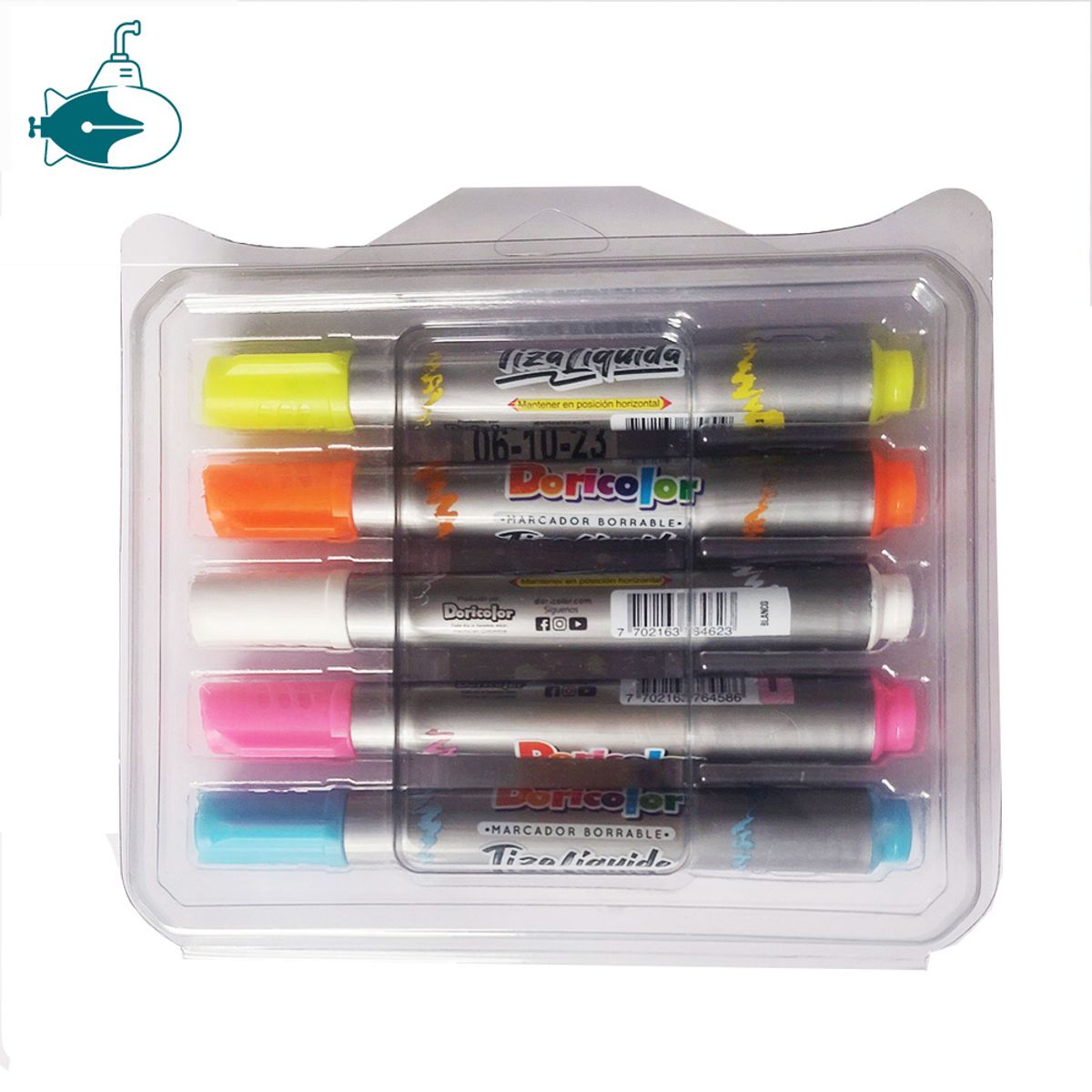 DORICOLOR - Marcador Borrable Tiza Liquida Doricolor X5 Unidades