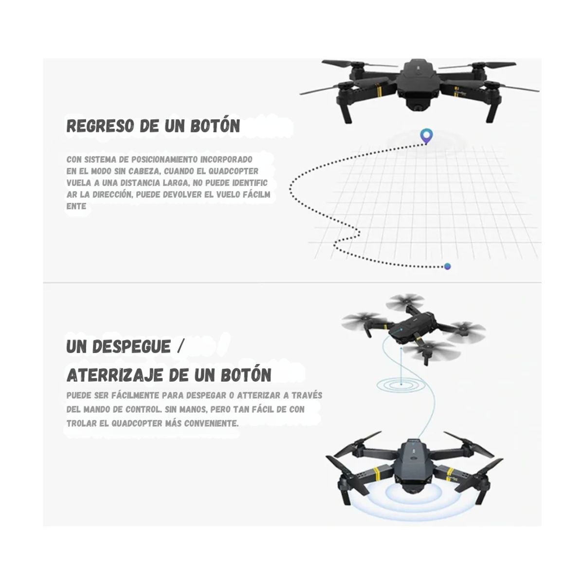 GENERICO - Drone 998 W Plegable Camara HD 720p Wifi Control Remoto
