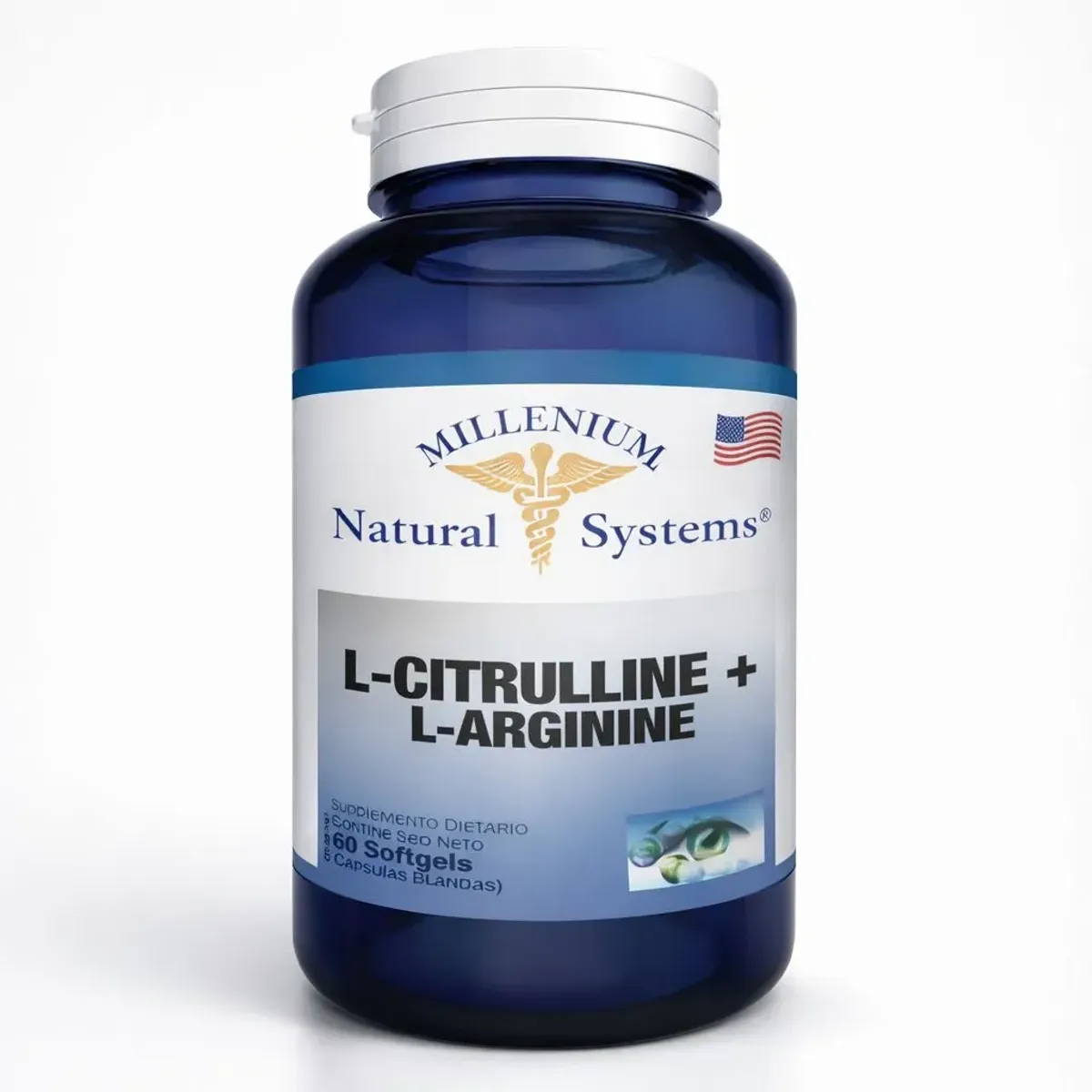 MILLENIUM NATURAL SYSTEM - L-Citrulina + L-Arginina Natural Systems Suplemento Deportivo 60 Softgels