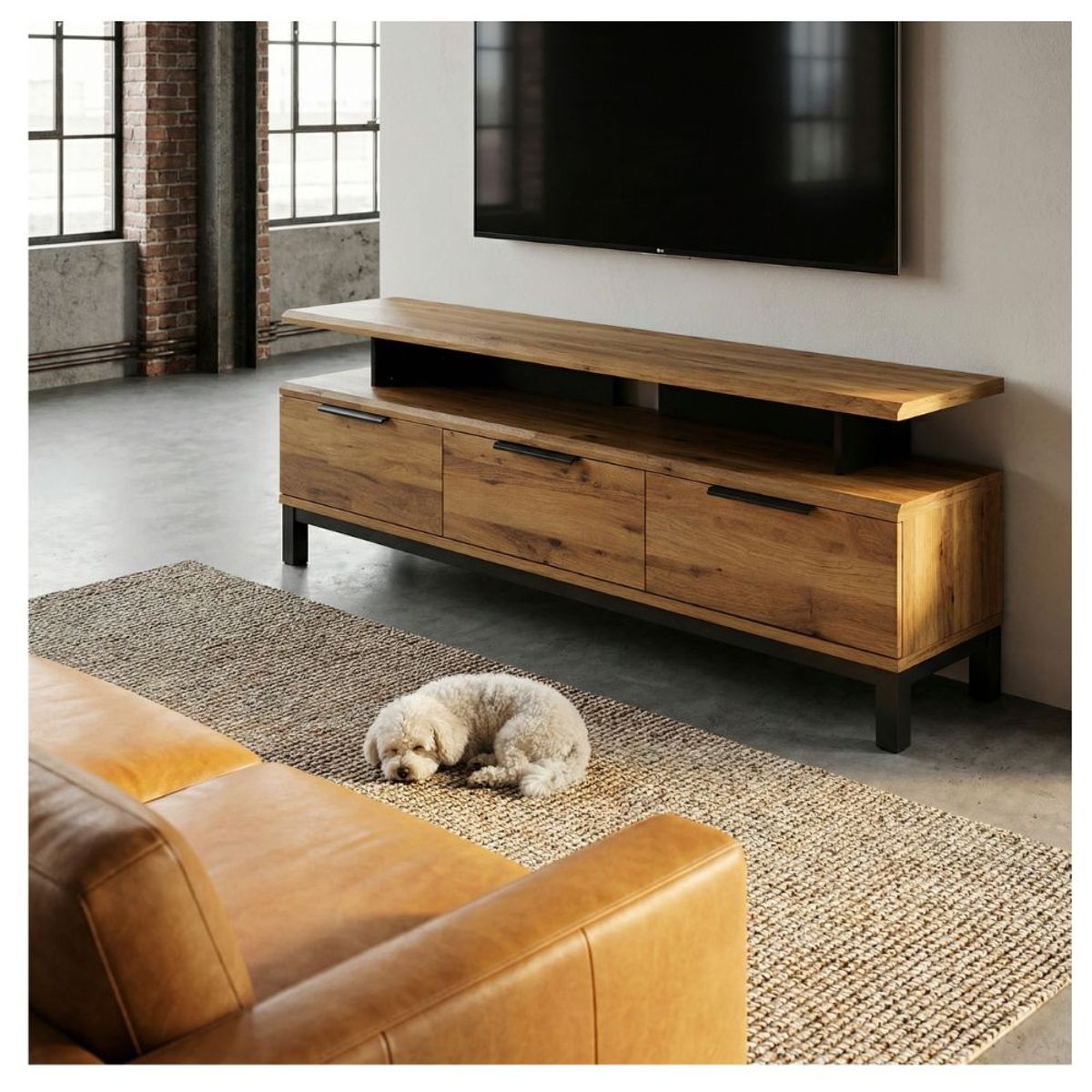 22 GRADOS DECORACION - Consola TV Terreros en Metal y Roble Cr 150cm x 40cm_.