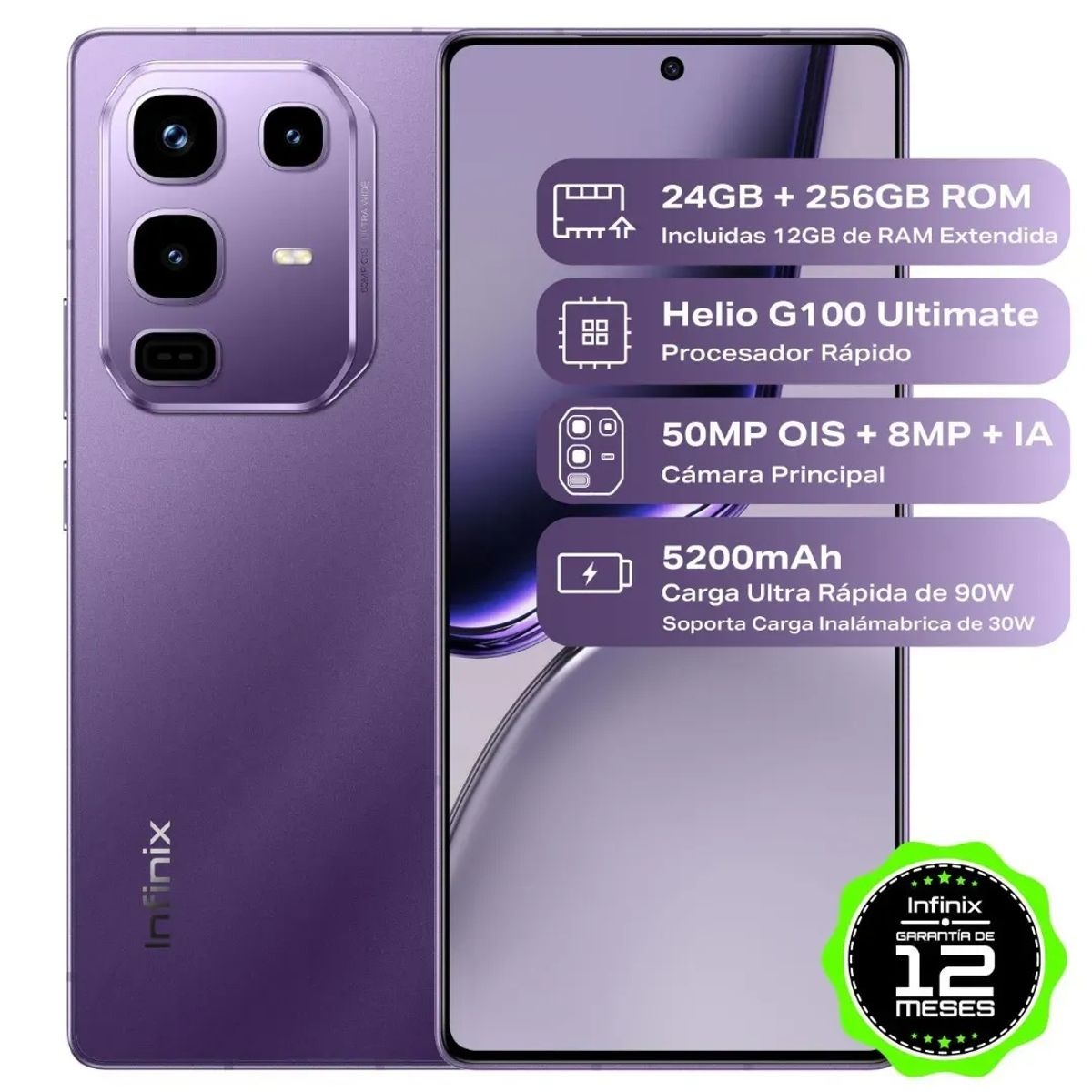 INFINIX - Celular Infinix Note 50 Pro 256GB 12+12GB Ram - Lila encantador