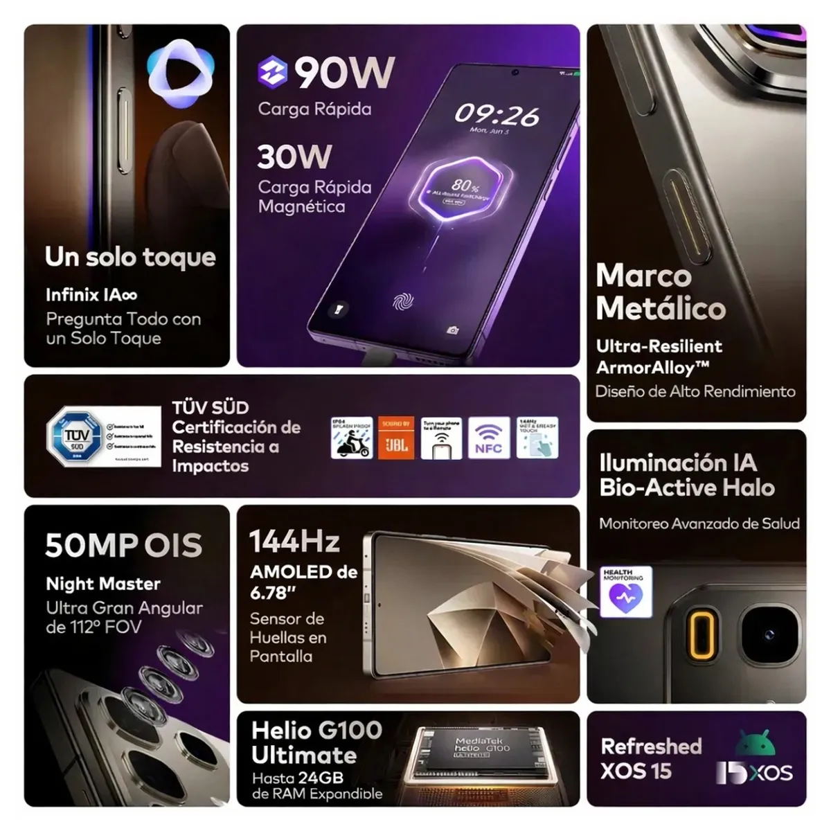 INFINIX - Celular Infinix Note 50 Pro 256GB 12+12GB Ram - Lila encantador