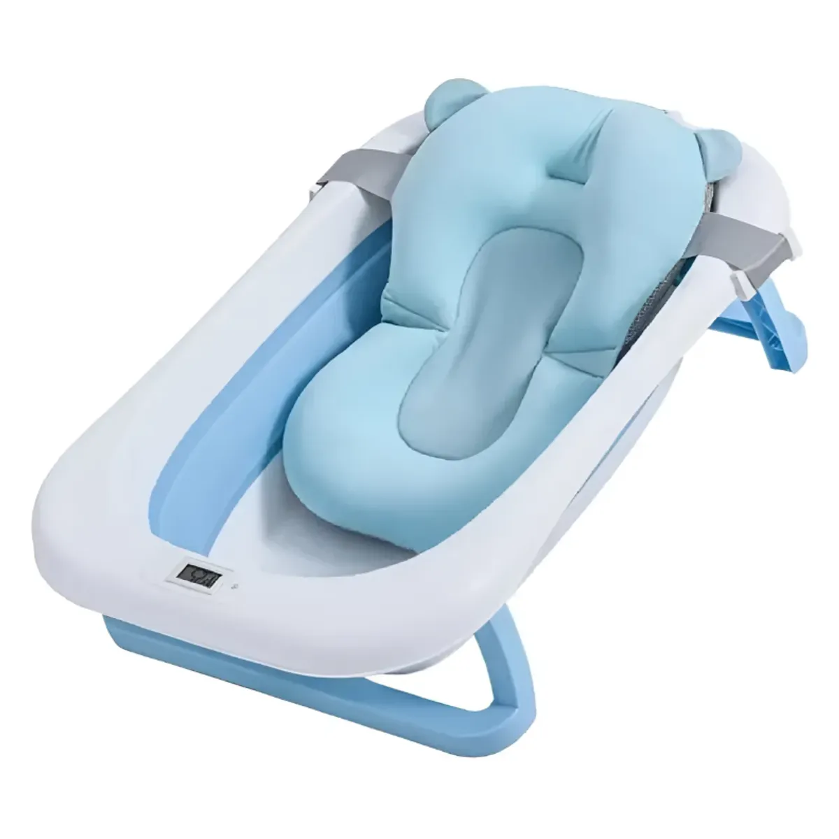 FRAGOLA KIDS - Tina Bañera Plegable Bebe Termometro Cojin Antideslizante Azul