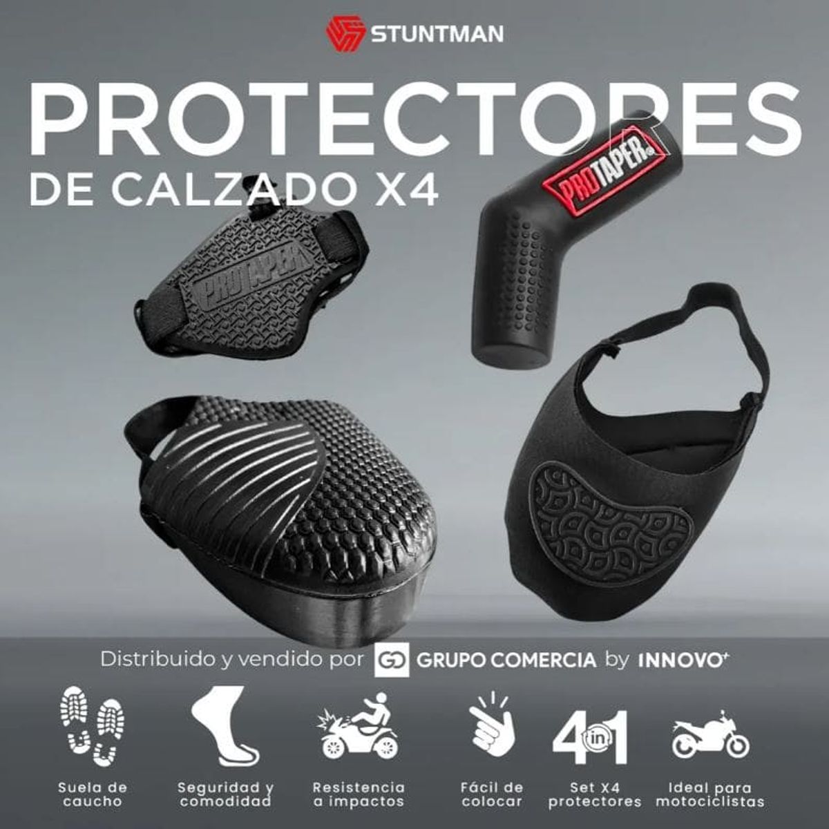 INNOVA - Set Protector De Calzado 4 En 1 Moto Caucho Palanca Cambios