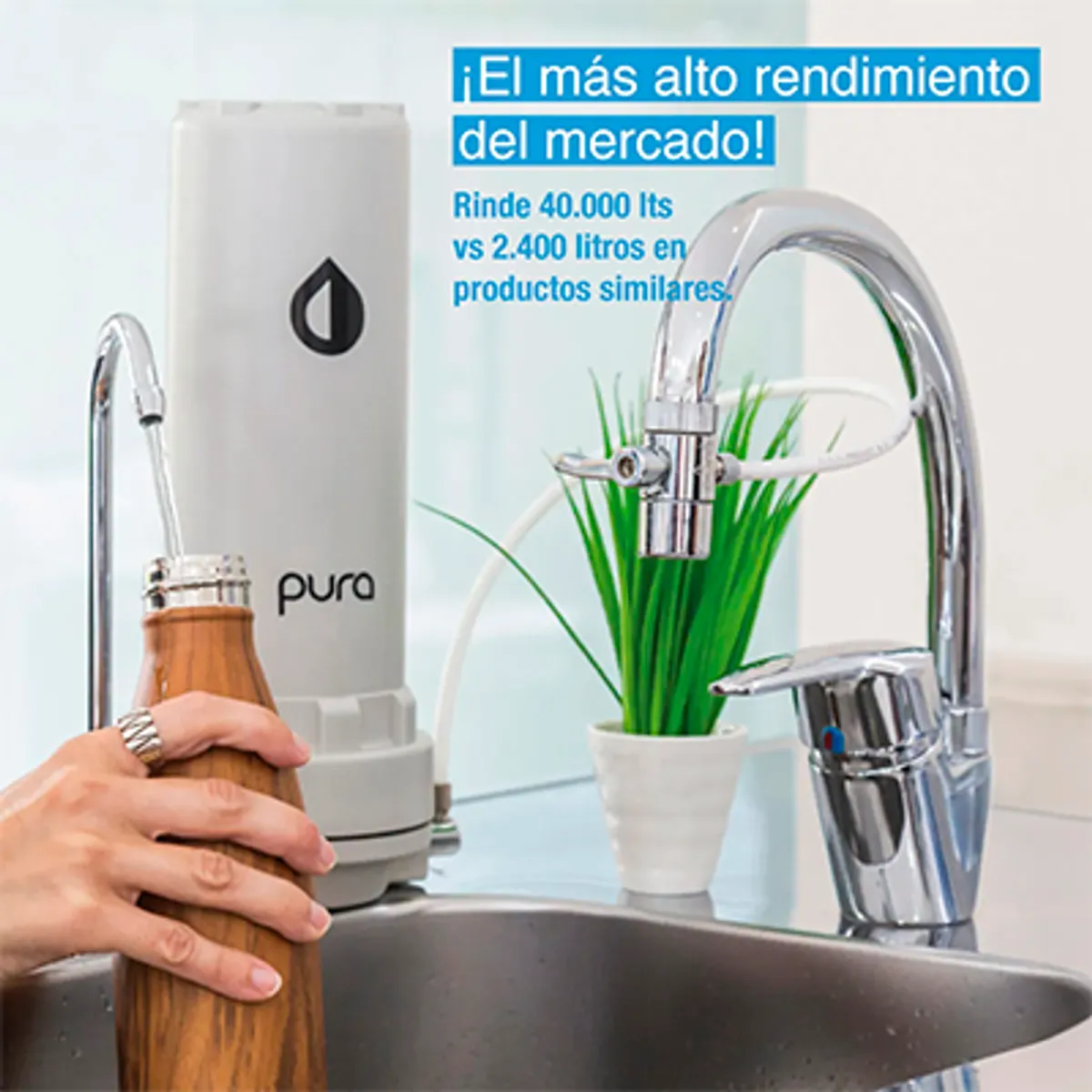 PURA - Filtro Purificador de Agua Pacífico Plus con Magnesio Agua Mineralizada y Saludable