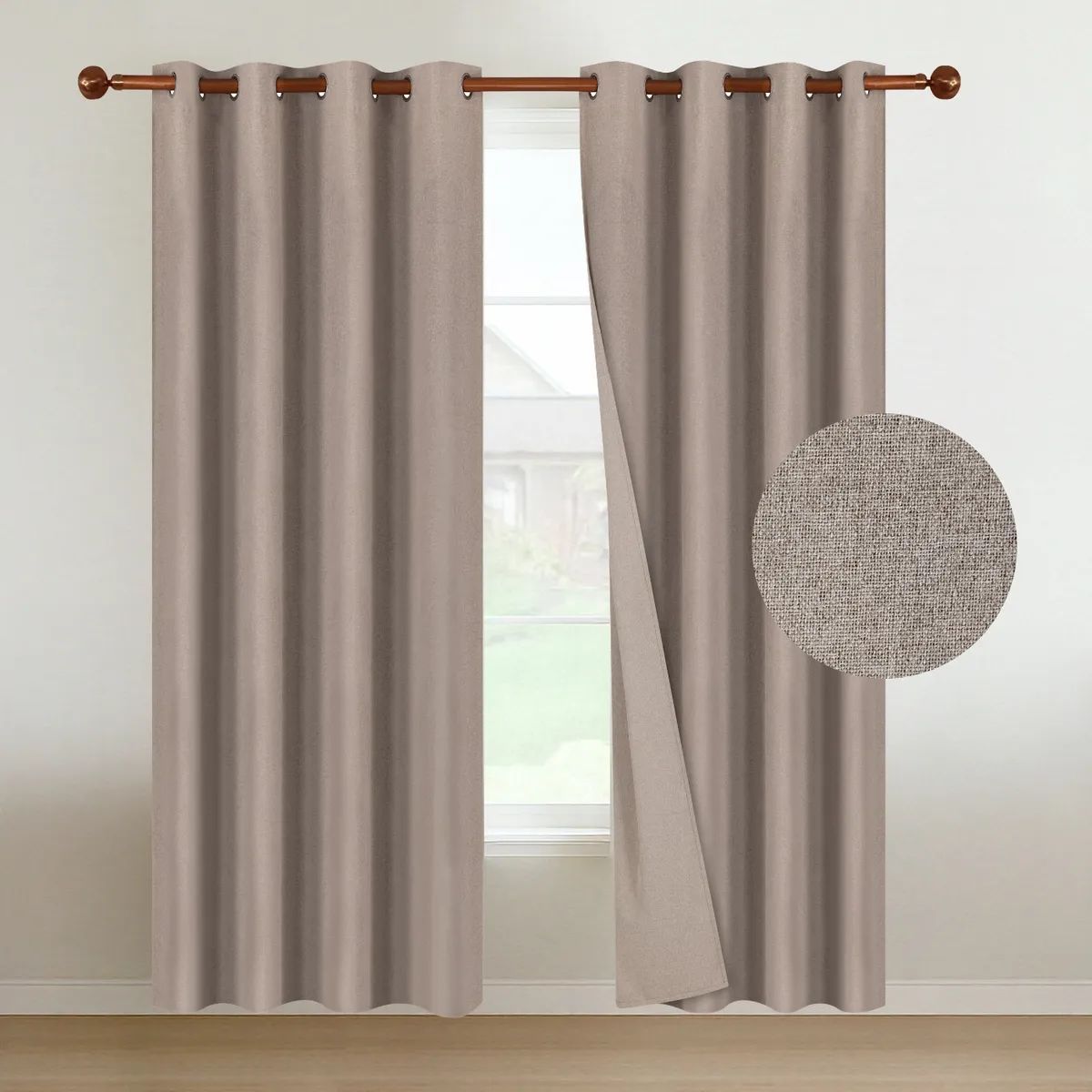 GENERICO - Cortinas Blackout 100% X 2 Paños 140 X 220 Cm Lino Doble Faz Color Beige