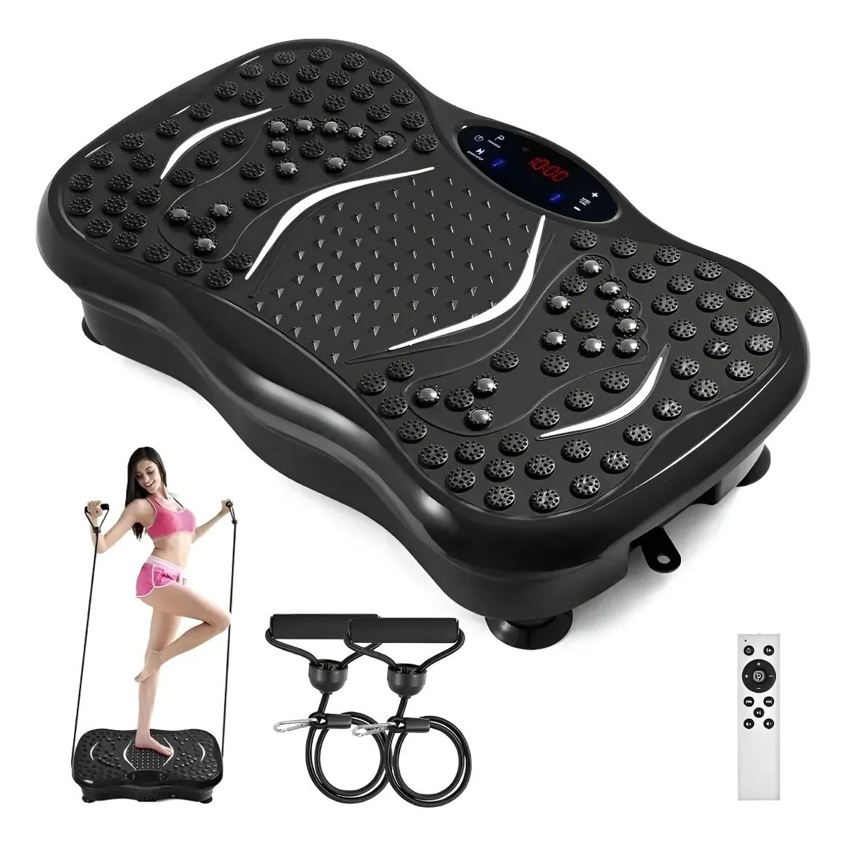 GENERICO - Plataforma Vibratoria Fitness Con Bandas Control Remoto Segun Disponibilidad
