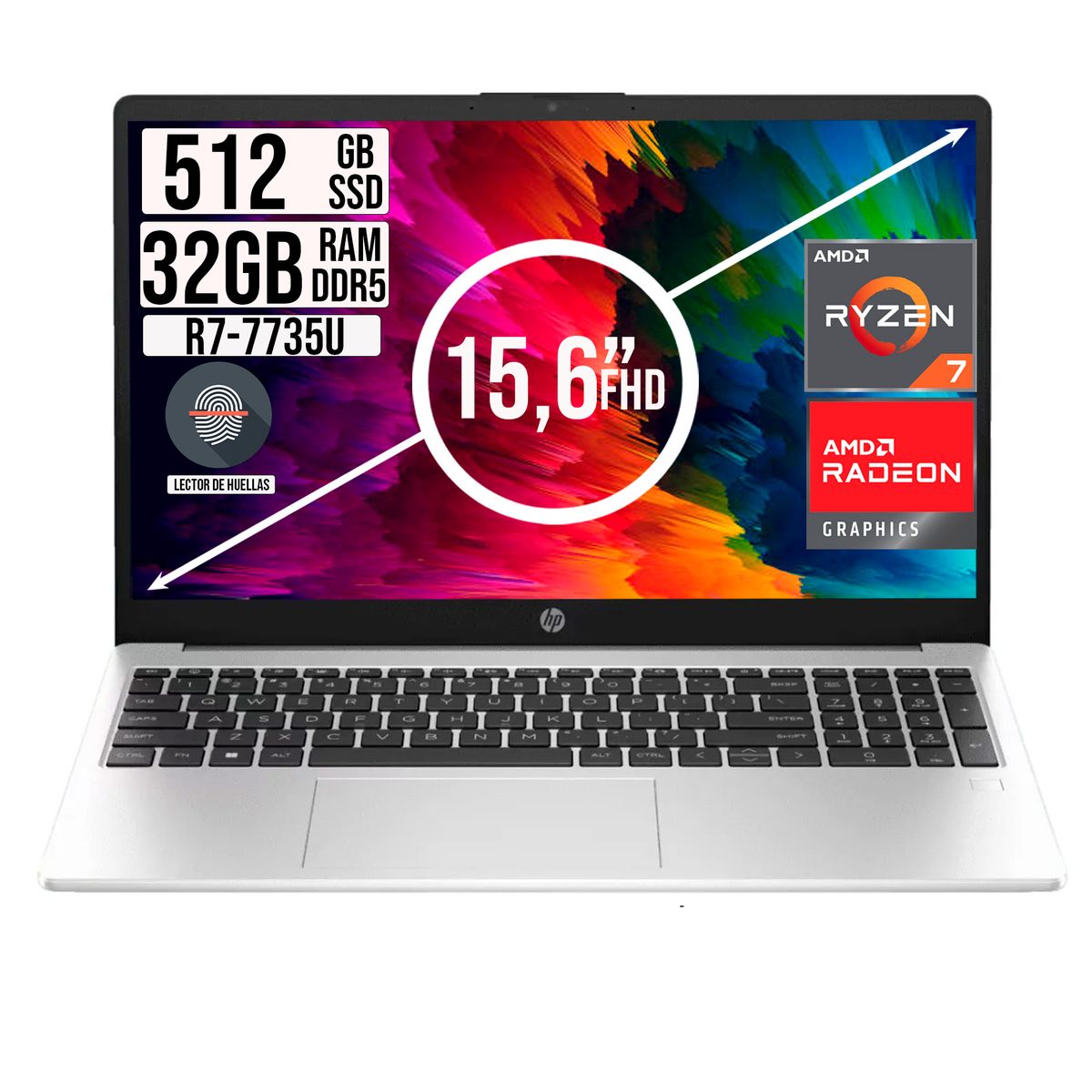 HP - PORTATIL HP G10 AMD RYZEN 7 7735U SSD 512GB RAM 32GB 15,6 FHD