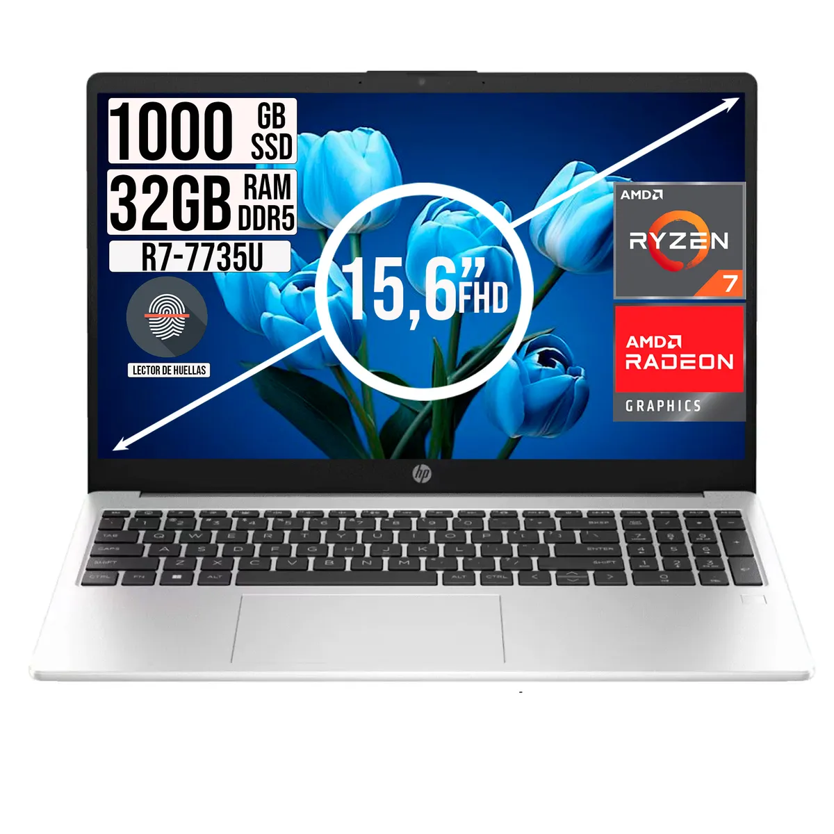HP - PORTATIL HP G10 AMD RYZEN 7 7735U SSD 1TB RAM 32GB 15,6 FHD