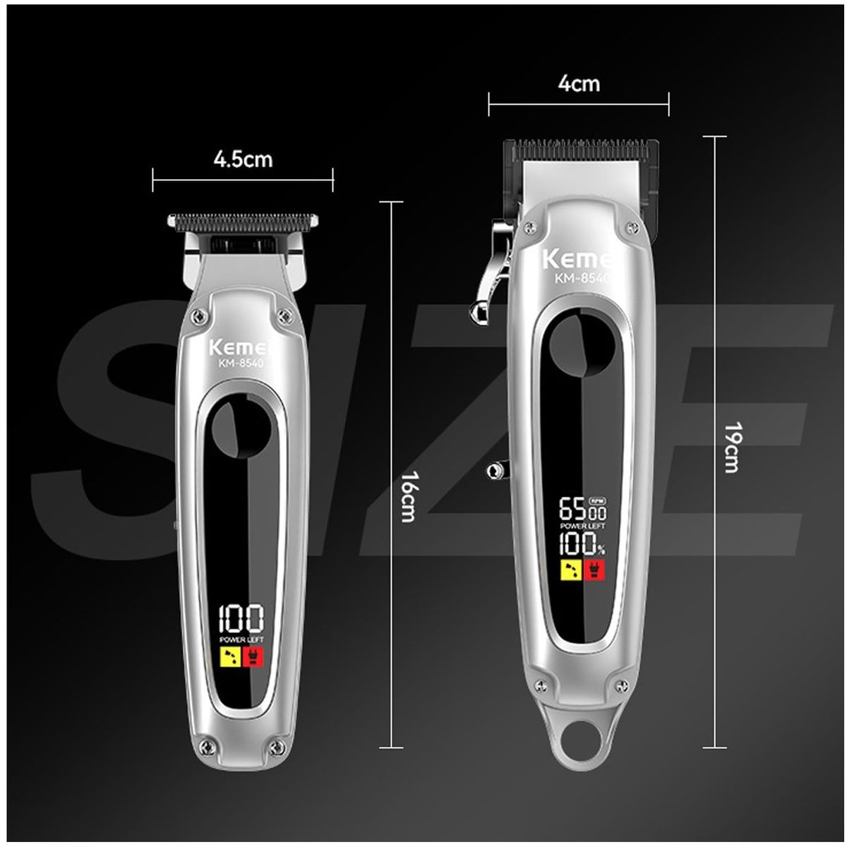 KEMEI - Maquinas Cortadora Kemei Km-8540 / 6500 Y 6000 Rpm Pelo + Patillera