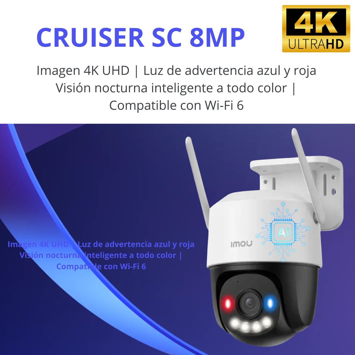 IMOU - CAMARA  DE SEGURIDAD WIFI EXTERIOR IMOU 8MP / 4K VISION NOCTURNA A COLOR AUDIO INTEGRADO